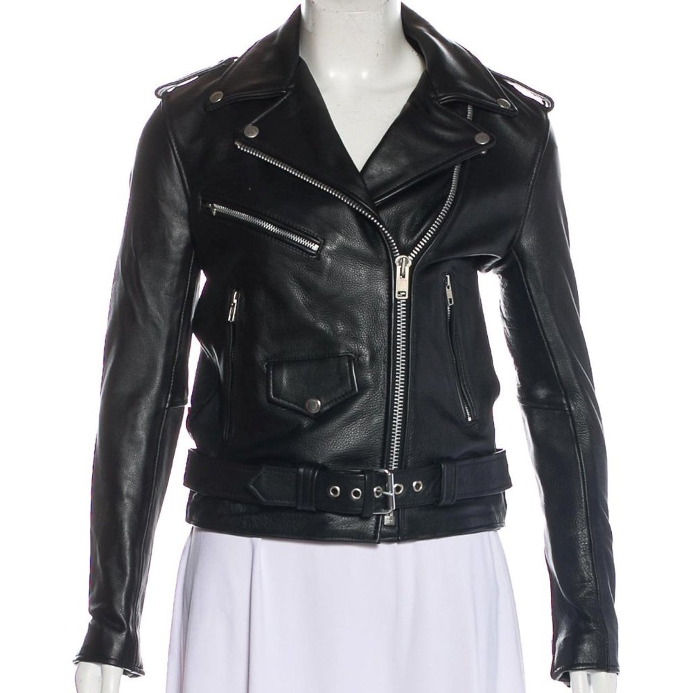 Understated Leather black motorcycle jacket XS